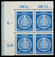 DDR DIENST HAMMER ZIRKEL Nr 15XI Postfrisch VIERERBLOCK X1CD862 - Autres & Non Classés