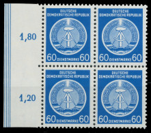 DDR DIENST HAMMER ZIRKEL Nr 15XI Postfrisch VIERERBLOCK X1CD86E - Andere & Zonder Classificatie