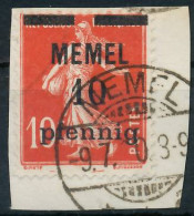 MEMEL 1920 Nr 19y Gestempelt Briefstück X44771E - Memel (Klaïpeda) 1923