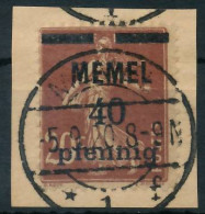 MEMEL 1920 Nr 22b Gestempelt Briefstück X447766 - Memelland 1923