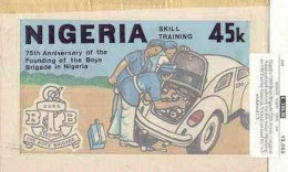 Nigeria 1983, Boys Brigade 75th Anniversary - Original Hand-painted Artwork For 45k Value (Working On VW Car) - Cars