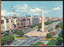 °°° 31002 - ARGENTINA - BUENOS AIRES - OBELISCO Y AVENIDA NUEVE DE JULIO - 1968 With Stamps °°° - Argentine