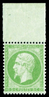 35 ** 5c Vert Pâle Sur Bleu, Haut De Feuille, Fraîcheur Postale, SUPERBE Et RARE - 1863-1870 Napoléon III. Laure