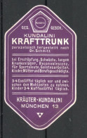 Reklamemarke München, Kundalini Krafttrunk Nach Dr. Schmitt  - Erinnophilie