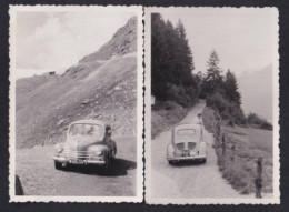 2 Fotografien Auto Renault CV4, PKW Mit Kfz-Kennzeichen Wien Auf Einem Gebirgspfad  - Cars
