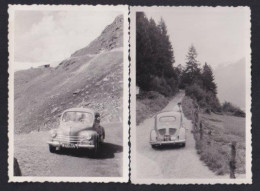 2 Fotografien Auto Renault CV4, PKW Mit Kfz-Kennzeichen Wien Auf Einem Gebirgspfad  - Automobiles