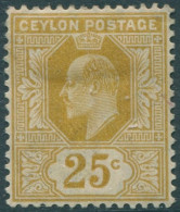 Ceylon 1903 SG272 25c Bistre KEVII Crown CA Wmk MH (amd) - Sri Lanka (Ceylon) (1948-...)