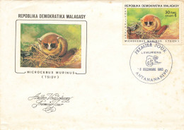 Enveloppe 1er Jour Lémuriens-Microcebus Murinus Tsidy Madagascar-Antananarivo-Beau Timbre-RARE   L2911 - Madagaskar (1960-...)