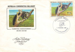 Enveloppe 1er Jour Lémuriens-Daubentonia-Aye Aye Madagascar-Antananarivo-Beau Timbre-RARE   L2911 - Madagascar (1960-...)