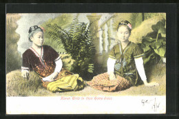 AK Karen Girls In Their Home Dress, Asiatinnen In Heimkleidung  - Non Classificati