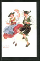 Künstler-AK Sign. Aug. V. Meissl: Tanzendes Paar In Tracht  - Sonstige & Ohne Zuordnung