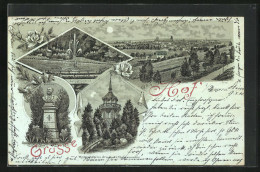 Mondschein-Lithographie Hof I. Bayern, Springbrunnen I. D. Anlagen, Rud. Lion Denkmal, Thomashöhe Im Stadtpark Theres  - Other & Unclassified