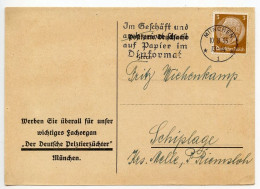 Germany 1935 Postcard; München - Der Deutscher Pelztierzüchter To Schiplage; 3pf. Hindenburg; Slogan Cancel - Brieven En Documenten