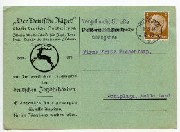 Germany 1935 Postcard; München - "Der Deutsche Jäger" To Schiplage; 3pf. Hindenburg; Slogan Cancel - Briefe U. Dokumente