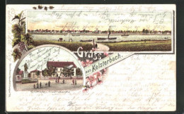 Lithographie Kelsterbach, Gasthaus Zur Friedrichshöhe, Totalansicht  - Sonstige & Ohne Zuordnung