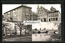 AK Leutershausen /Mttfr., Alte Fachwerkhäuser, Neue Schule, Kriegerdenkmal  - Otros & Sin Clasificación