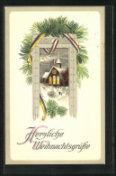 AK Weihnachtsgrüsse, Kirche In Schneelandschaft  - Weltkrieg 1914-18