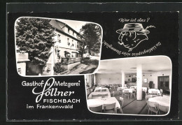 AK Fischbach /Frankenwald, Gasthof Und Metzgerei Söllner, Vexierbild  - Autres & Non Classés