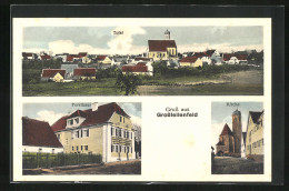 AK Grosslellenfeld, Gasthaus Forsthaus, Kirche, Totalansicht  - Chasse