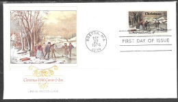 USA FDC Fleetwood Cachet, 1976 Christmas, Currie & Ives - 1971-1980