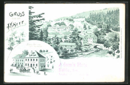 Lithographie Hölle, Adams Hotel Und Gasthaus Zum Höllenthal, Ortsansicht  - Andere & Zonder Classificatie