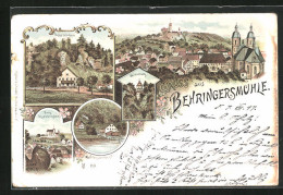 Lithographie Behringersmühle, Stempfermühle, Burg Gössweinstein, Ortsansicht  - Sonstige & Ohne Zuordnung