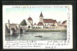 Goldfenster-AK Ornbau, Partie An Der Brücke über Die Altmühl Mit Blick Zur Kirche  - Other & Unclassified