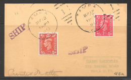 1953 Paquebot Mark British Stamps Used In Tampa Florida, On Card - Cartas & Documentos