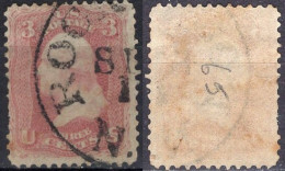 1861 3 Cents George Washington, Used (Scott #65) - Usados