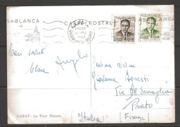 1963 Casablanca, Two King Stamps, 0.05 & 0.30, Pc To Prieto Italy - Marokko (1956-...)
