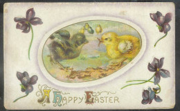 US Happy Easter - Chickens, Pencil Writing Erased, One Cent Rate - Pasen