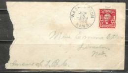 1905 Washington Kansas Jun 16, 2 Cent Washington Stamp - Storia Postale