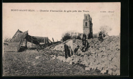 CPA Mont-Saint-Eloi, Chantier D`extraction De Grès Près Des Tours  - Andere & Zonder Classificatie