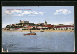 AK Bratislava, Panorama, Flusspartie Mit Dampfer  - Slowakei
