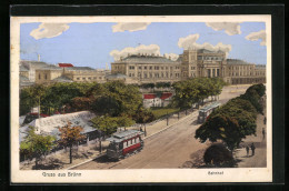 AK Brünn / Brno, Blick Zum Bahnhof, Strassenbahn  - Tchéquie