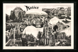 AK Kosice, Ortsansicht, Kirche, Strassenpartie, Fotomontage  - Slowakije