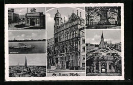 AK Wesel, Rathaus, Citadelle, Berliner Tor  - Wesel