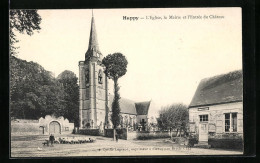 CPA Huppy, L`Eglise, La Mairie Et L`Entrée Du Château  - Other & Unclassified