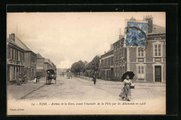 CPA Ham, Avenue De La Gare Avant L`incendie De La Ville Par Les Allemands En 1918  - Ham