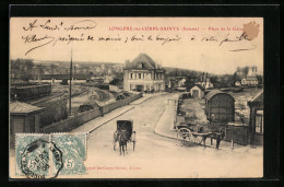 CPA Longpré-les-Corps-Saints, Place De La Gare  - Autres & Non Classés