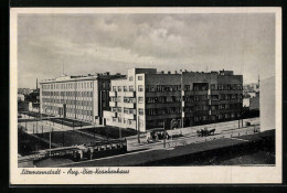 AK Litzmannstadt-Lodz, August Bier Krankenhaus, Strassenbahn  - Poland