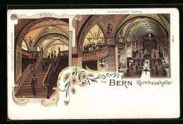 Lithographie Bern, Inneres Gasthaus Kornhauskeller, Aufgang  - Bern