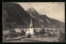 AK Saanen, Ortspartie Mit Kirche Und Rüblihorn  - Other & Unclassified