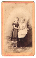 Fotografie F. W. Rückert, Belzig, Zwei Kleine Mädchen In Kleidern  - Personnes Anonymes