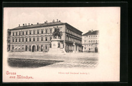 AK München, Odeon, Denkmal Ludwig I.  - Muenchen