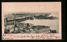 AK Hamburg, Blick über Die Alster  - Mitte