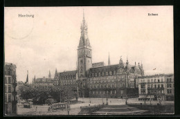 AK Hamburg, Strassenbahnen Am Rathaus  - Tramways