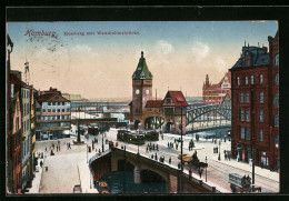 AK Hamburg, Messberg Mit Wandrahmsbrücke  - Strassenbahnen