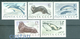 1971 Sea Animals,dolphin,sea Otter,narwhal,walrus,ribbon Seal,Russia,3913,MNH - Neufs