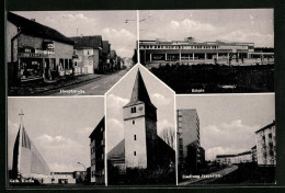 AK Frankfurt-Preungesheim, Siedlung Jasperstrasse, Schule, Kath. Kirche  - Frankfurt A. Main